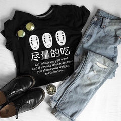 Stylish No Face Letter Graphic Summer T-shirt