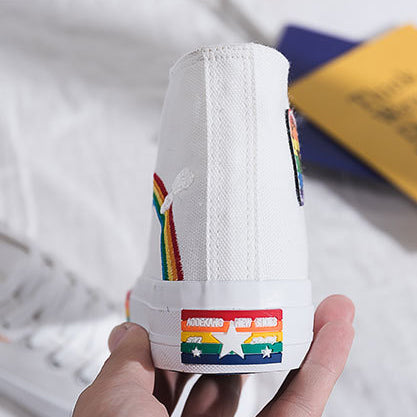 Stylish Rainbow Canvas High Top Sneakers