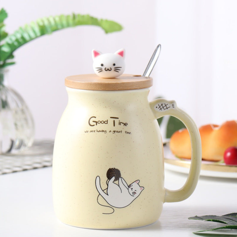 Adorable Cartoon Cat Ceramic Coffee Mug Kawaii Tea Cup