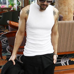 Chic Men's Semi-high Collar Slim Sleeveless T-shirt Vest