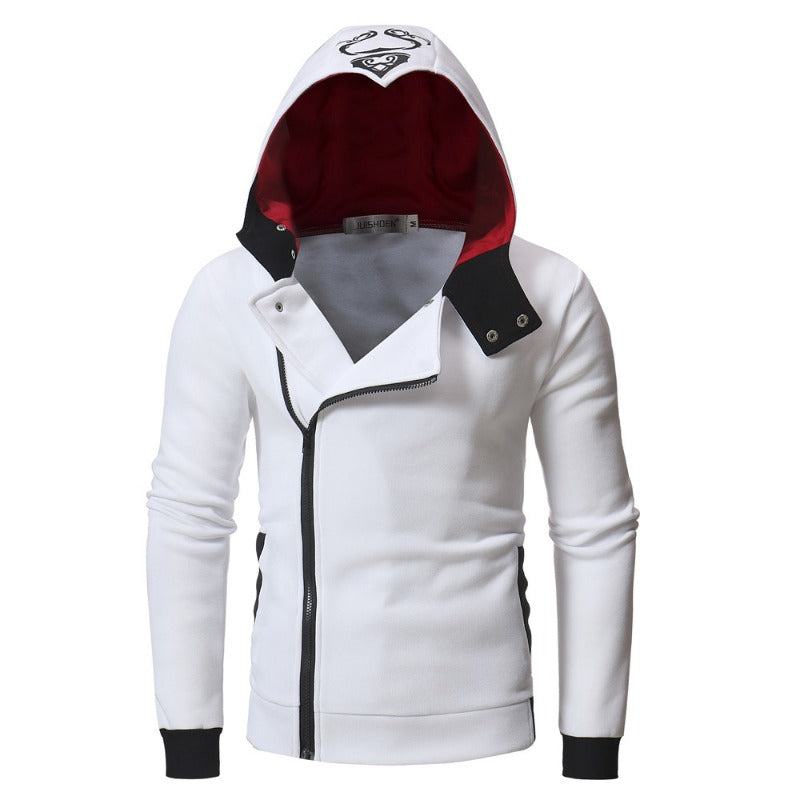 Chic Men's Game Cosplay Oblique Zipper Hoodie