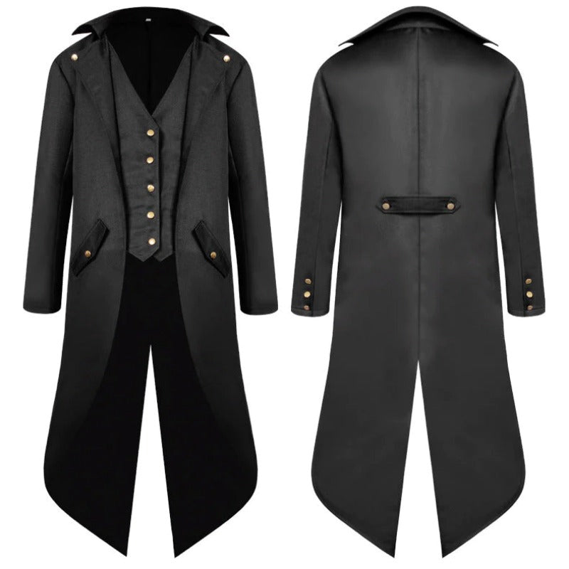 Medieval Retro Men's Mid-length Steampunk Tuxedo