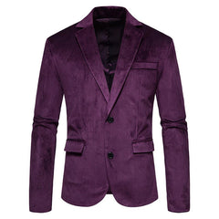 Vintage Men's V-neck Velvet Button Coat Suit