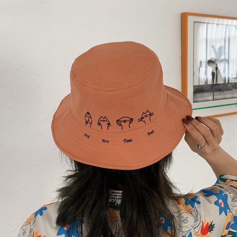 Versatile Cute Cats Embroidery Bucket Hat