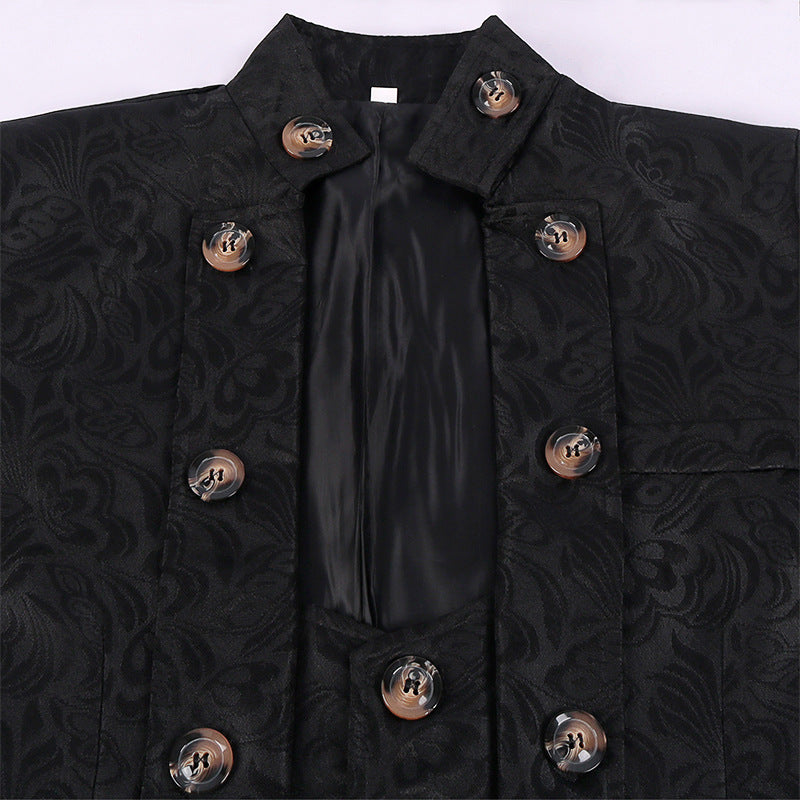 Retro Style Men's Jacquard Steampunk Uniform Coat