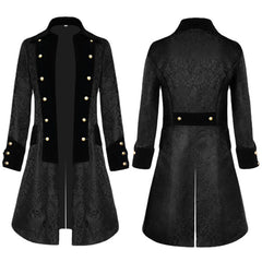 Retro Medieval Men's Jacquard Uniform Long Coat