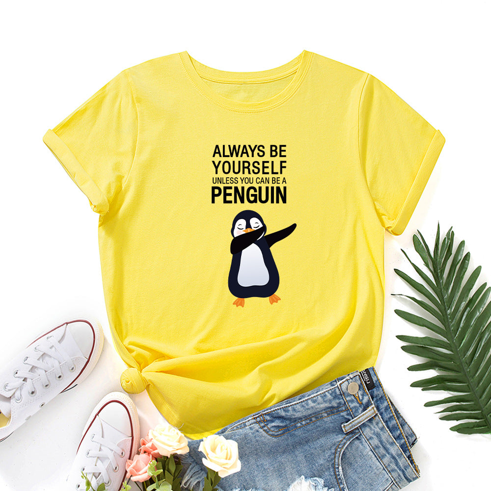 Cute Penguin Graphic Women's Crew Neck T-shirt