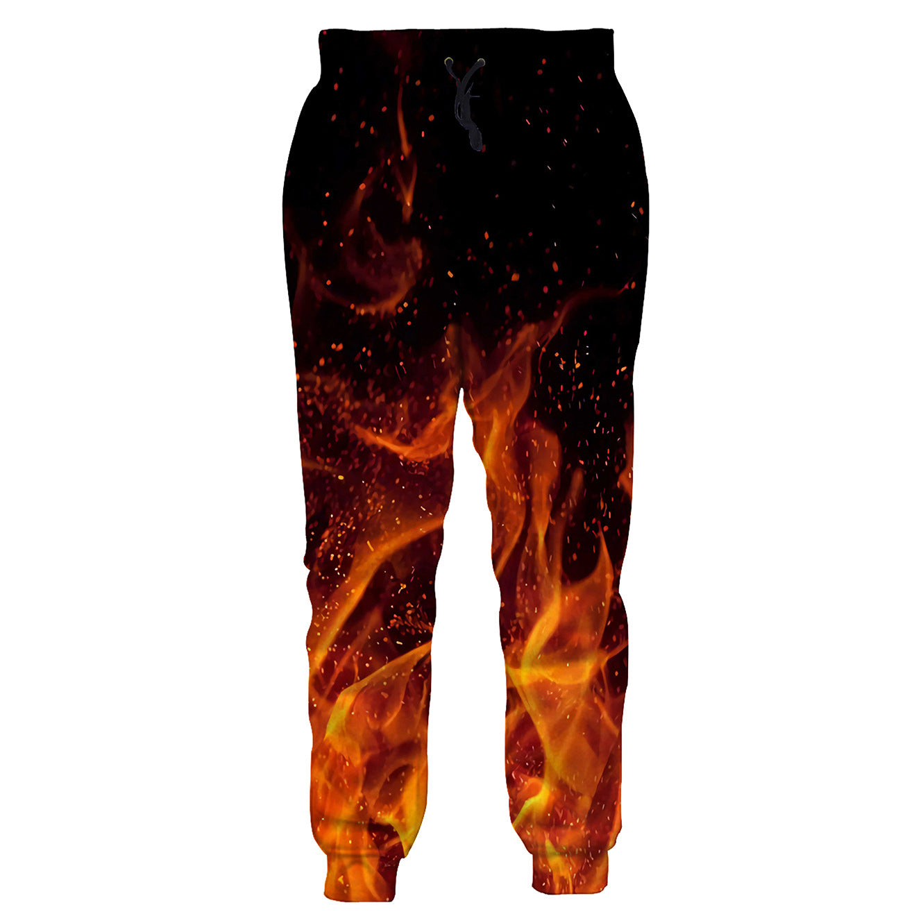 Men's Flame Smoke Digital Printed Casual Drawstring Pants