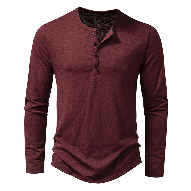 Trendy Henry Neck Men's Fashion Long Sleeve T-shirt