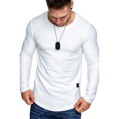 Men's Long Sleeved Sports Round Neck T-shirt