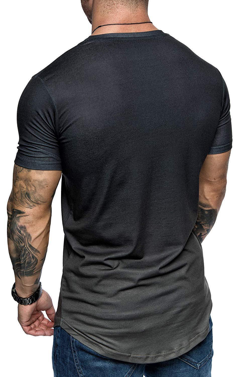 Men's Gradient Color Washed Short Sleeved T-shirt