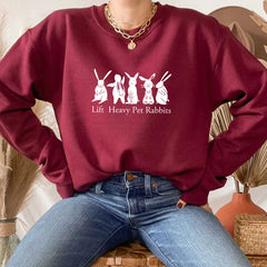 Cute Lift Heavy Pet Rabbits Pattern Women's Sweatshirt