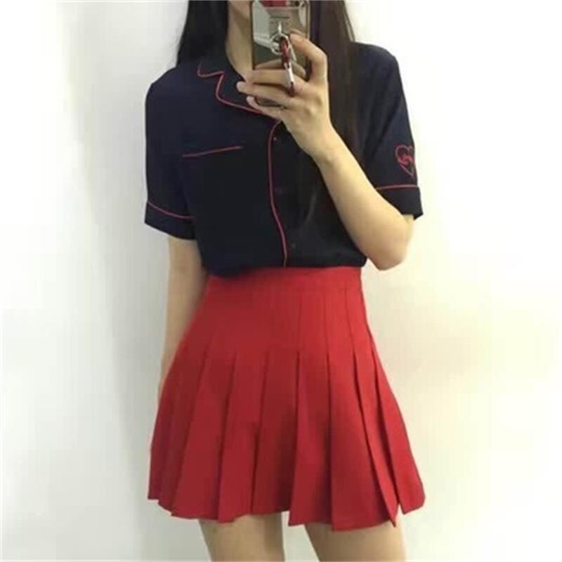 Girls High Waisted A-line Solid Color Pleated Half Skirt