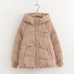 Candy Color Sweety Eiderdown Cotton-padded Warm Hooded Jacket