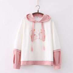 Cute Girls Spring Cartoon Rabbit Print Pullover Hoodie