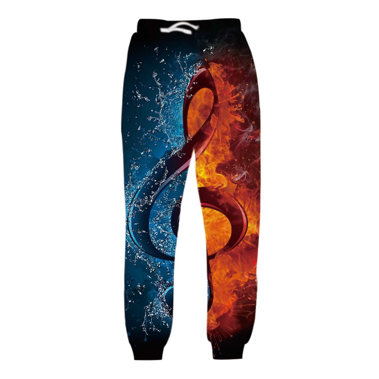 Men's Flame Smoke Digital Printed Casual Drawstring Pants