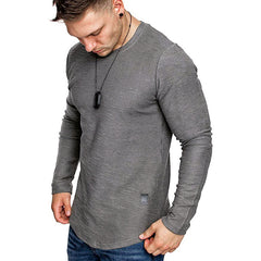 Men's Long Sleeved Sports Round Neck T-shirt