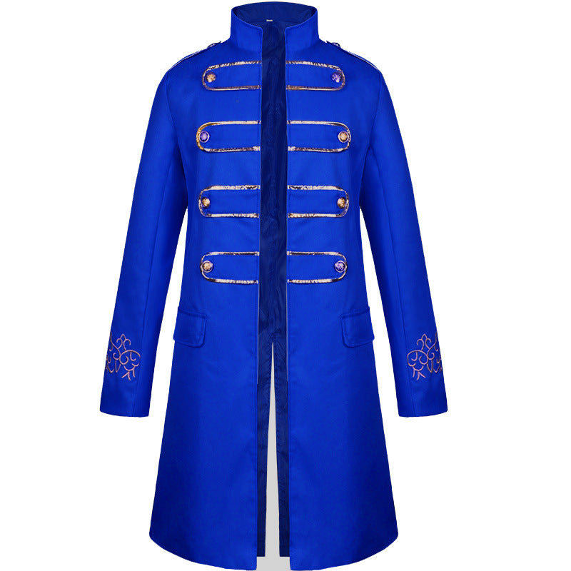 Men's Medieval Steampunk Embroidered Long Coat