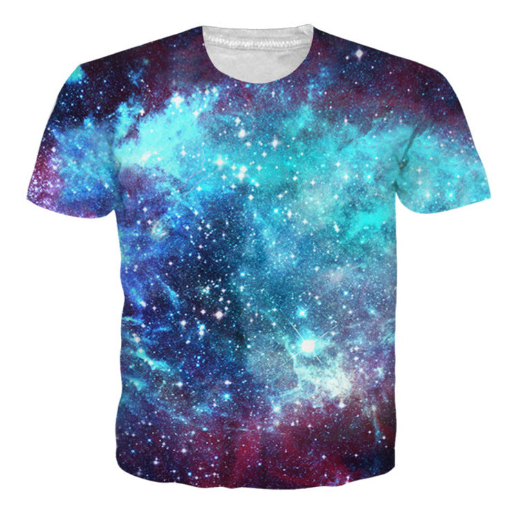 Summer 3D Universe Starry Sky Pattern Men's T-shirt