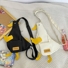 Cute Cartoon Duck Canvas Chest Bag