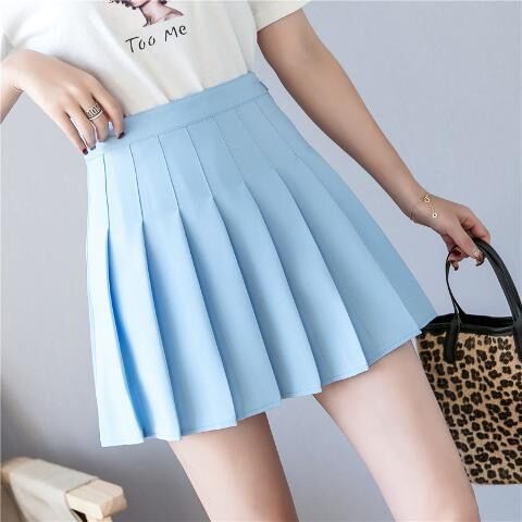 Girls High Waisted A-line Solid Color Pleated Half Skirt