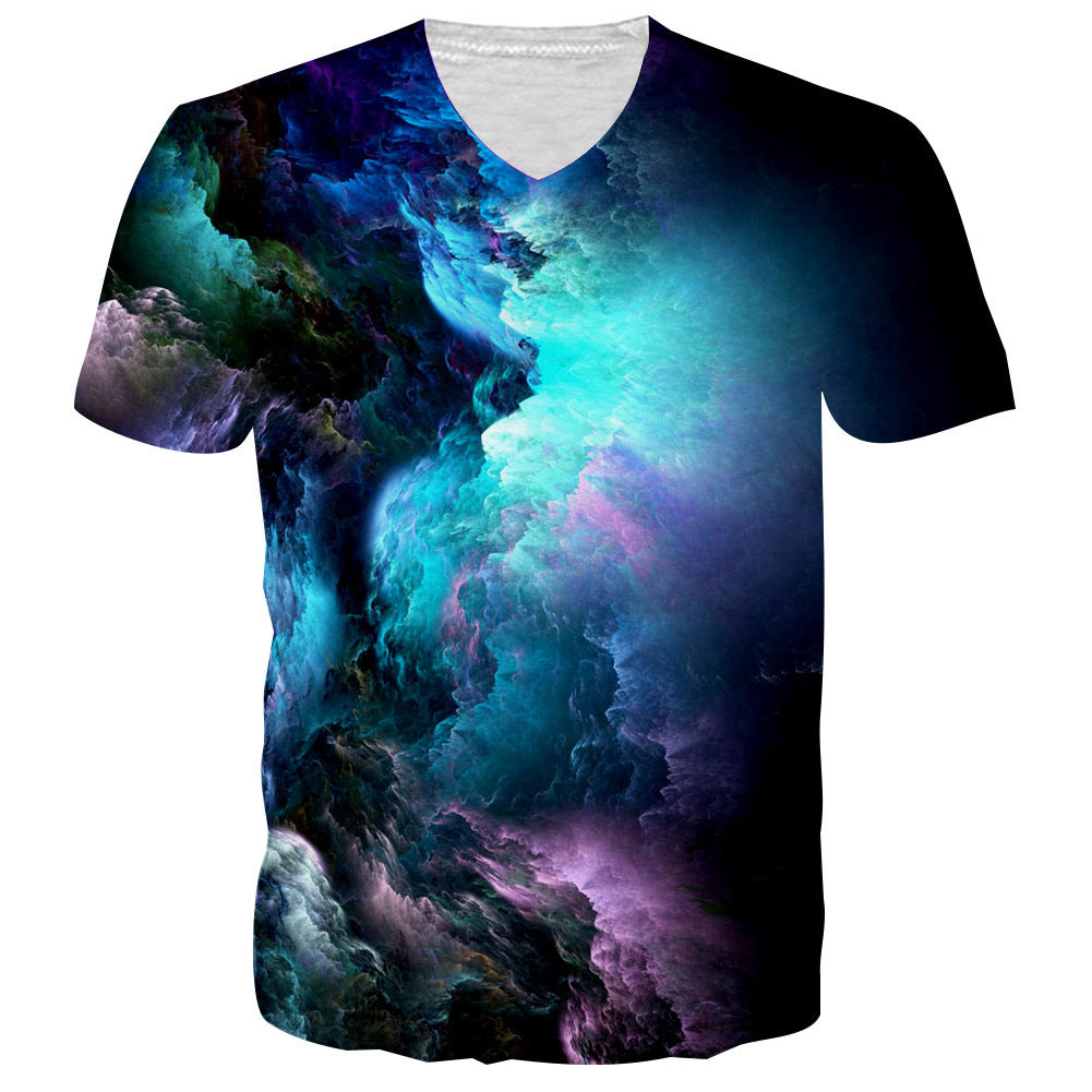 Summer 3D Universe Starry Sky Pattern Men's T-shirt