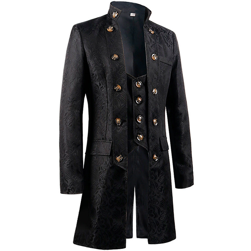 Retro Style Men's Jacquard Steampunk Uniform Coat