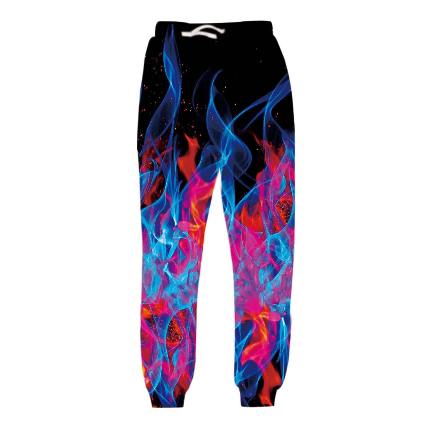 Men's Flame Smoke Digital Printed Casual Drawstring Pants