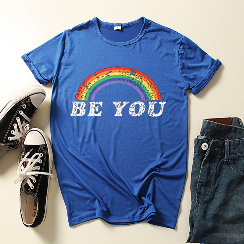 Women's Rainbow BE YOU Print Short Sleeved T-shirt