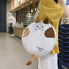 Cute Cartoon Cat Tail Shoulder Canvas Leisure Bag