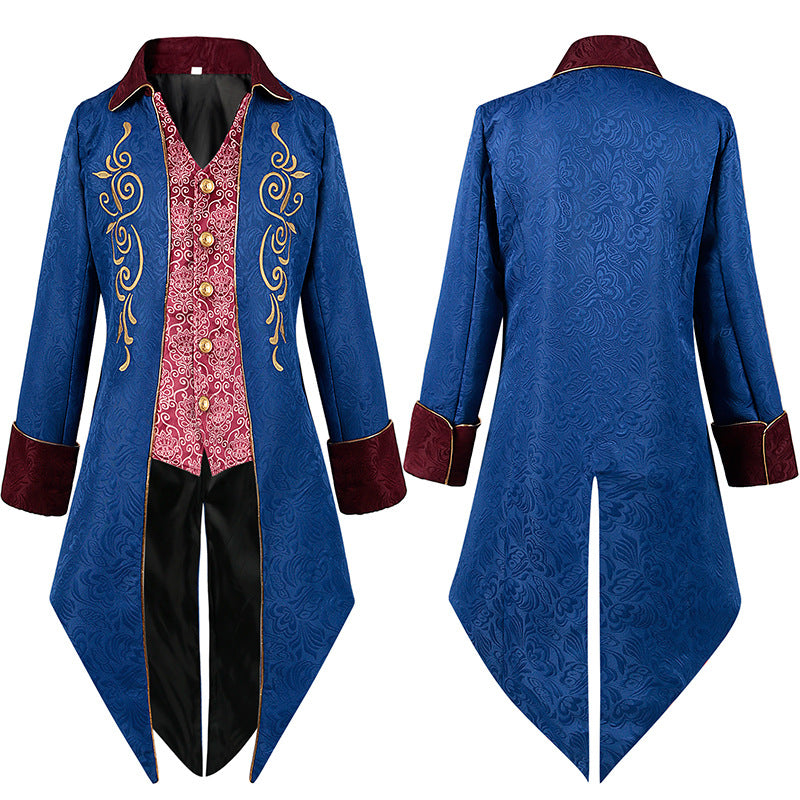 Medieval Men's Tuxedo Retro Mid-Length Steampunk Coat