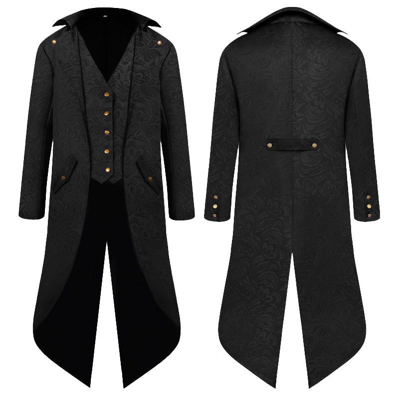 Steampunk Men's Halloween Medieval Tuxedo Long Coat