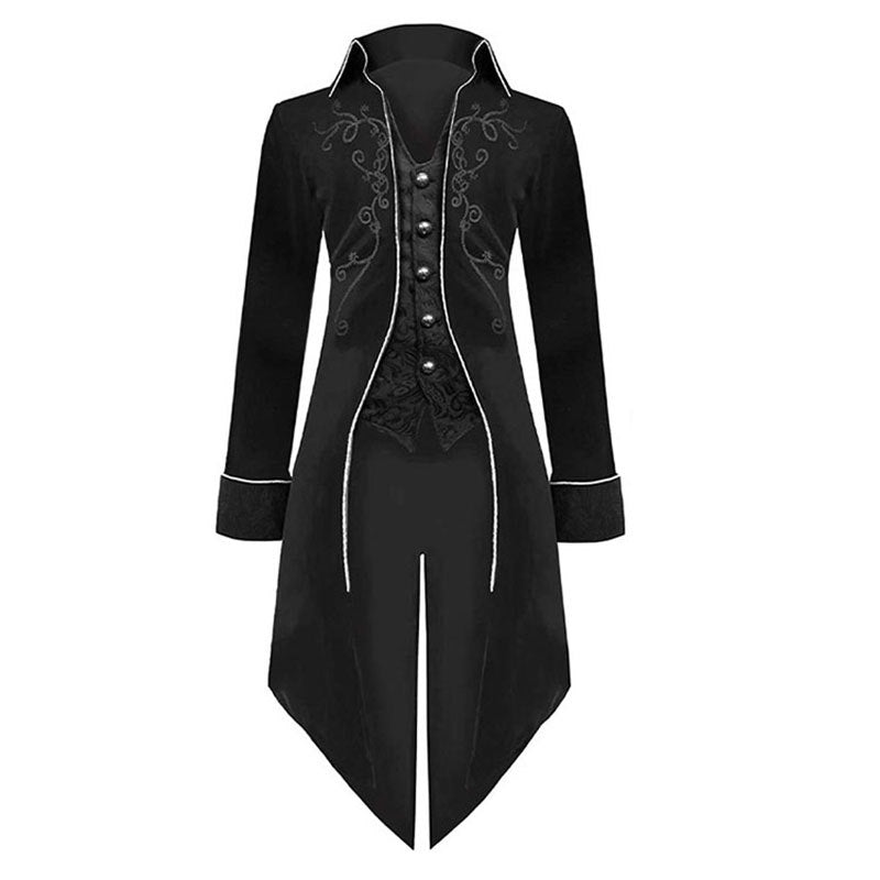 Vintage Medieval Jacquard Retro Men's Long Coat Tuxedo