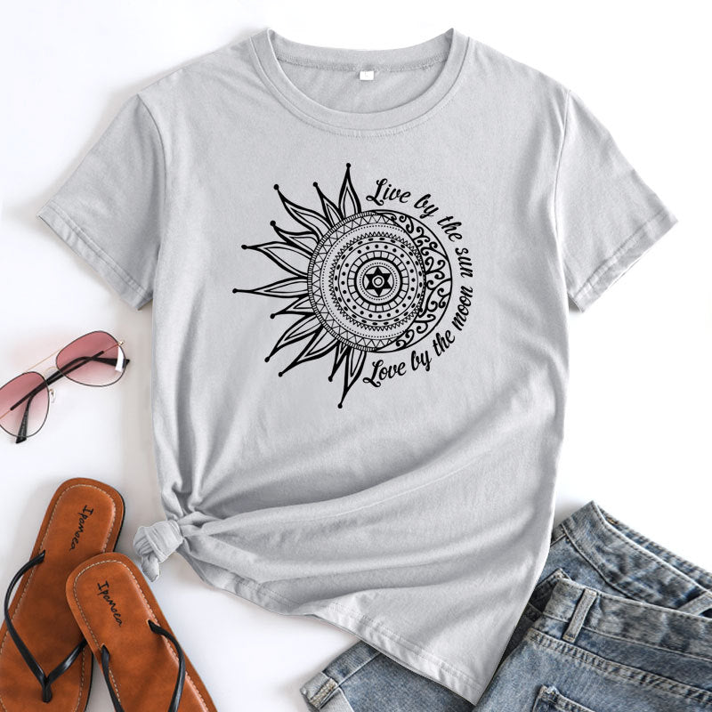 Women's Live By The Sun Letter Printed T-shirt