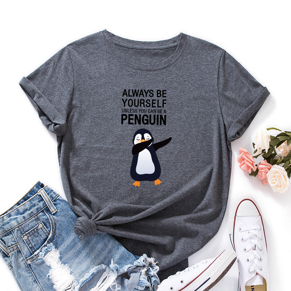 Cute Penguin Graphic Women's Crew Neck T-shirt