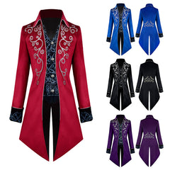 Medieval Men's Tuxedo Retro Mid-Length Steampunk Coat