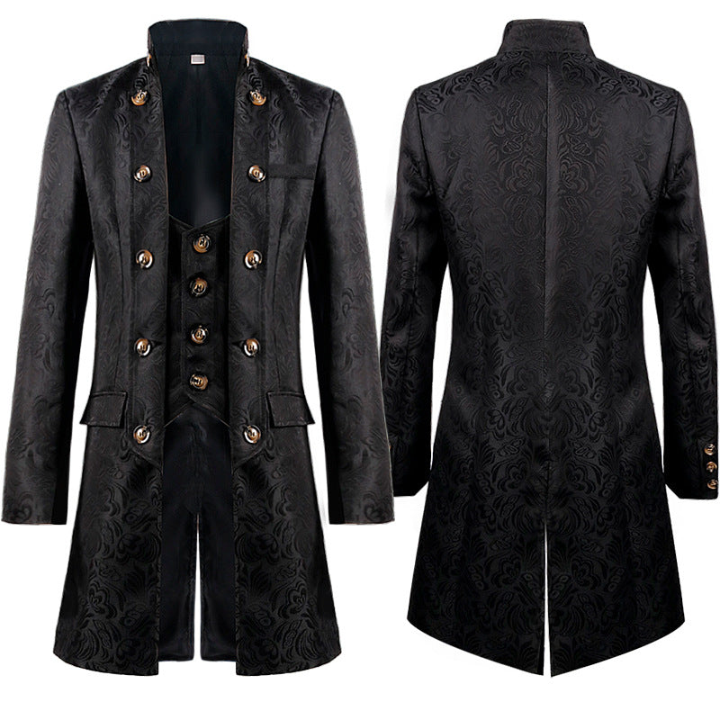 Retro Style Men's Jacquard Steampunk Uniform Coat