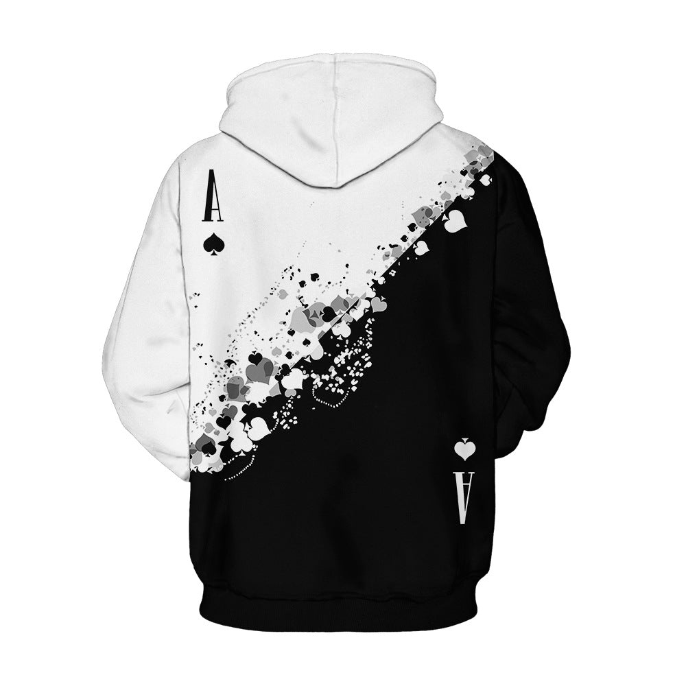 Unisex Poker Digital Print Plus-size Hoodie