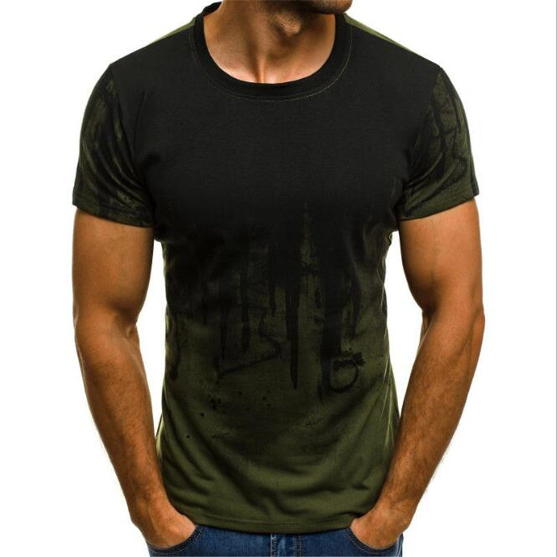 Men's Fashion Sports Fitness Camo Short Sleeved T-shirt