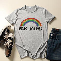 Women's Rainbow BE YOU Print Short Sleeved T-shirt