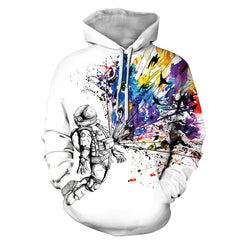 Unisex Pouring Milk Starry Sky Digital Print Hoodie