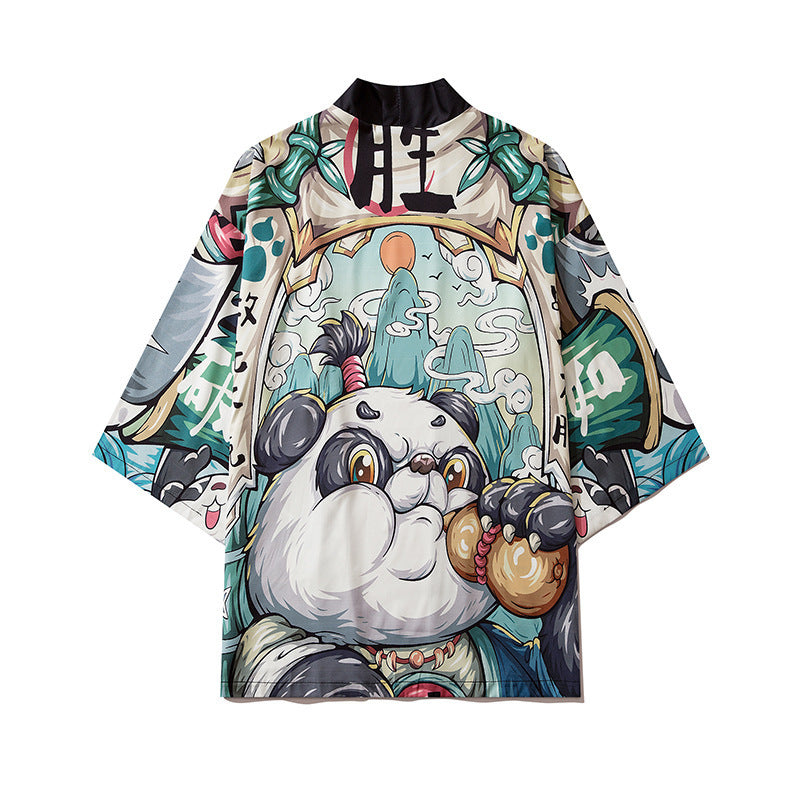 Unisex Retro Fox Graphic Ukiyo-e Style Kimono