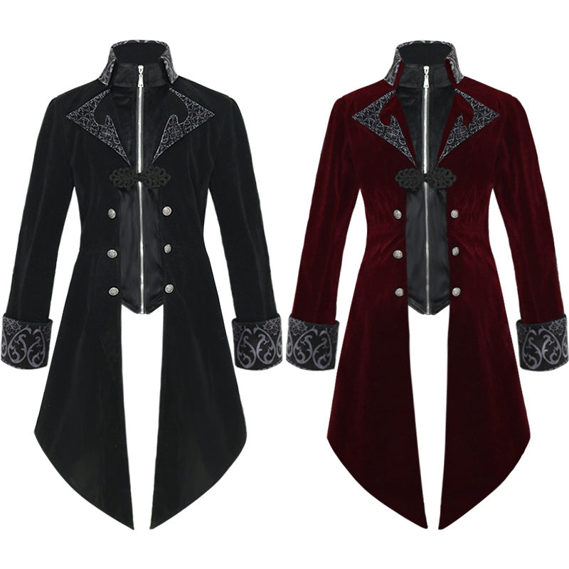 Vintage Men's Medieval Zip Up Mid Length Coat