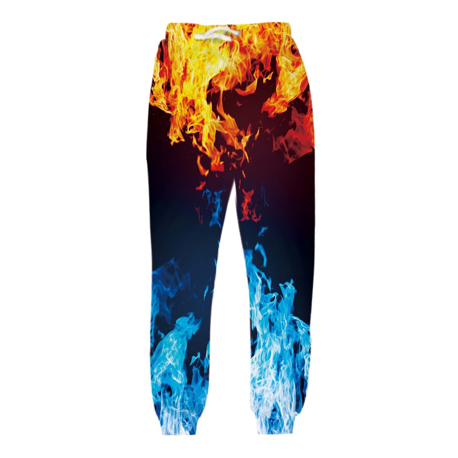 Men's Flame Smoke Digital Printed Casual Drawstring Pants