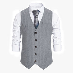 Retro Men's Striped Single Breasted Vest Suit