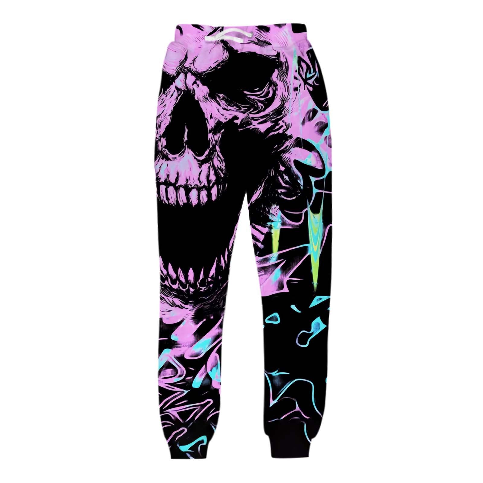 Men's Flame Skeleton 3D Printed Loose Pants