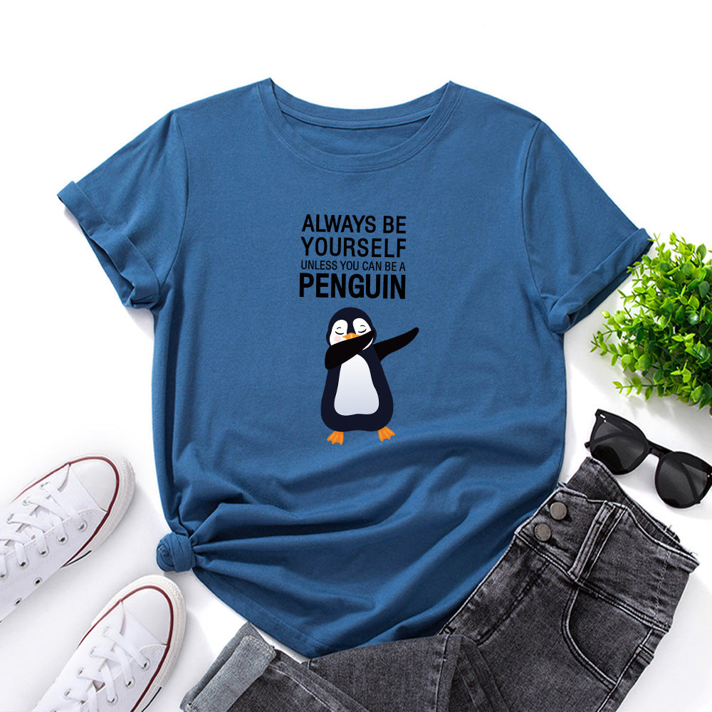 Cute Penguin Graphic Women's Crew Neck T-shirt