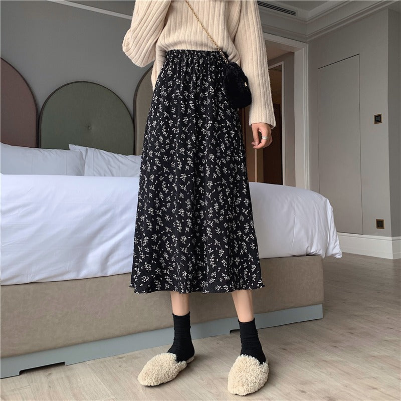 Women's Floral Print A-line Mid-length Skirt