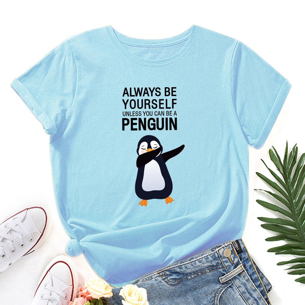 Cute Penguin Graphic Women's Crew Neck T-shirt