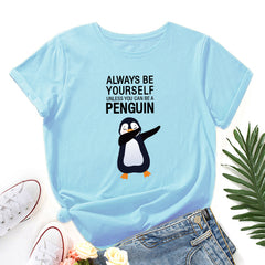 Cute Penguin Graphic Women's Crew Neck T-shirt